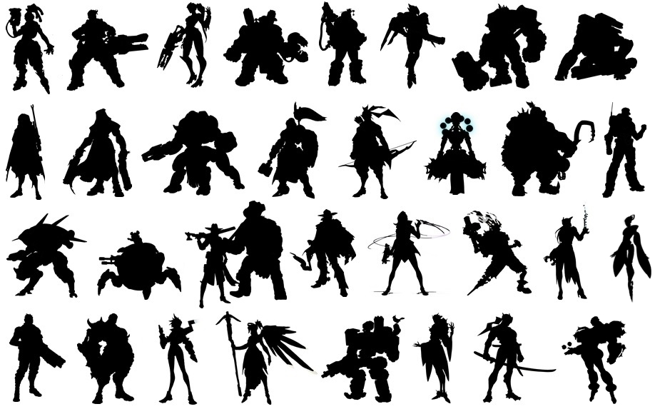 Overwatch character silhouettes